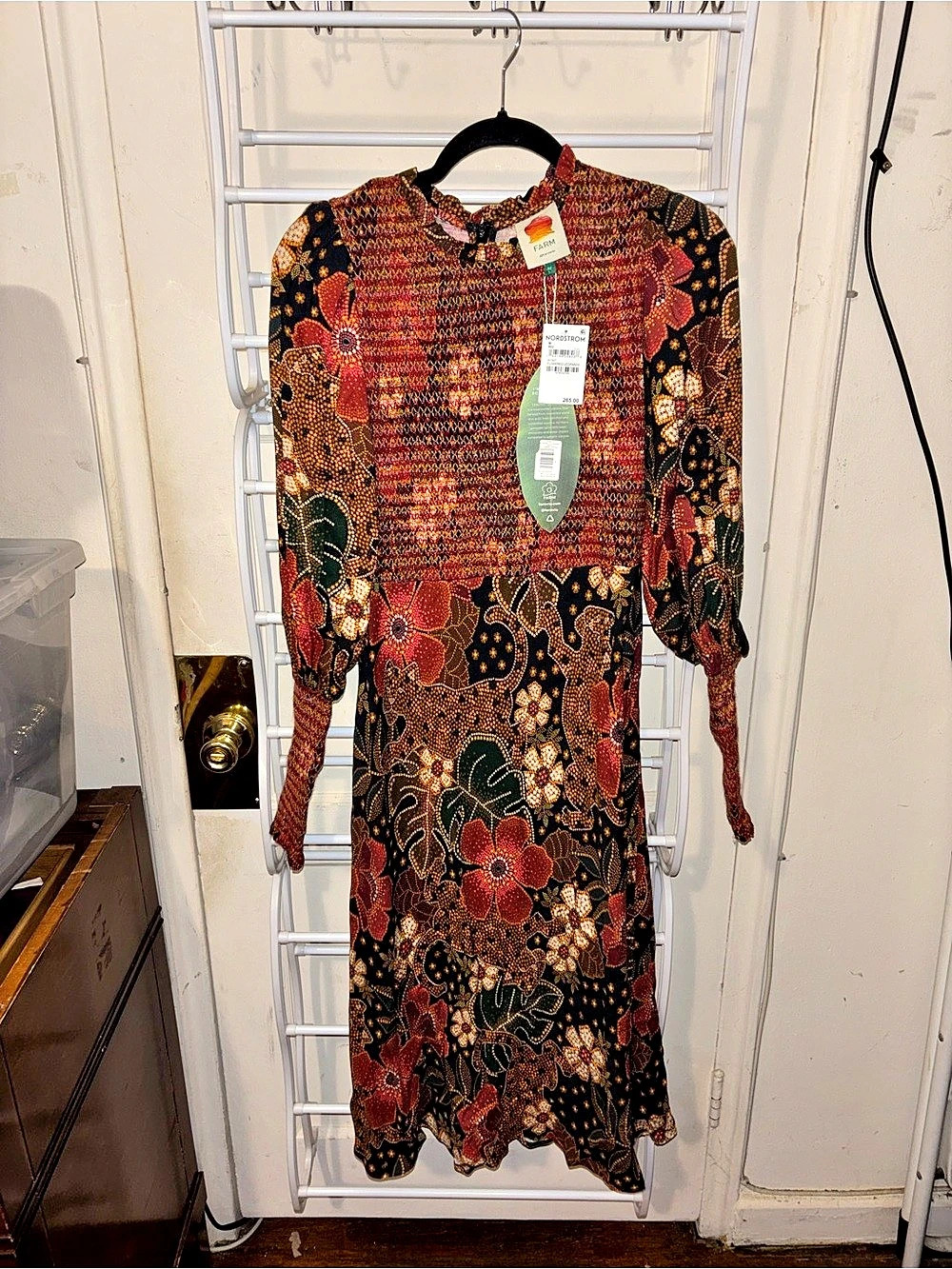 FARM Rio Flowered Leopards Midi Dress M Boho Tropical Animal Print - Picture 3 of 7